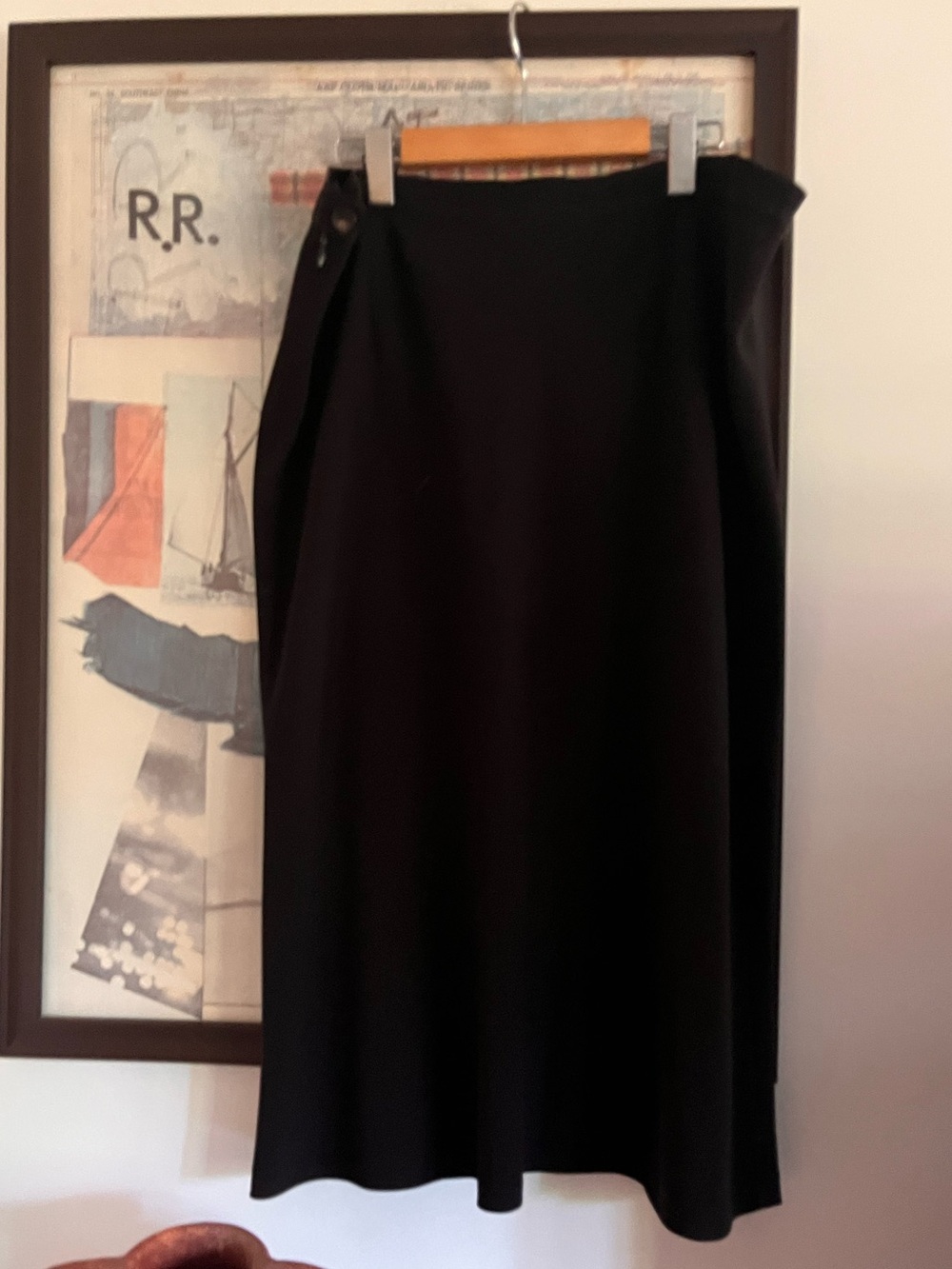 Vintage Marina Rinaldi Italy Black Midi Column/Pencil Skirt 16